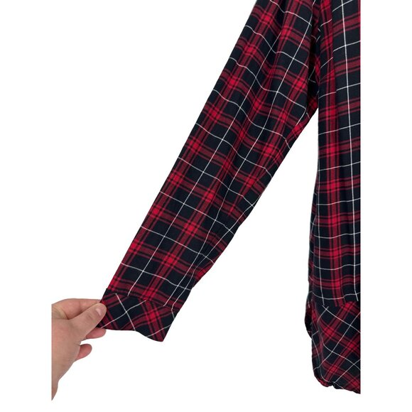 J. Jill Red Plaid Long Sleeve Button Front Blouse Holidays Festive Size L - Picture 4 of 9